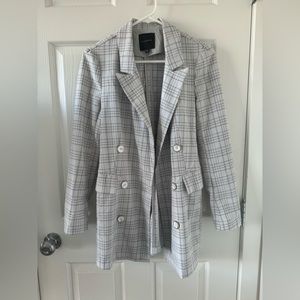Dynamite Blue White Plaid Blazer Size XS